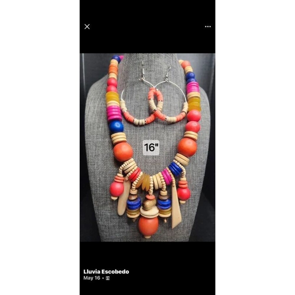 109. Colorful Wooden Statement Jewelry Set